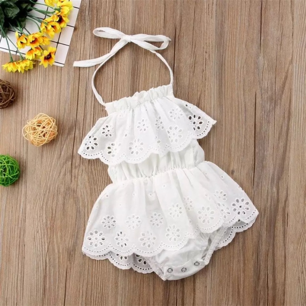 ‼️LAST ONE‼️ Pretty White Lace Cotton Romper - Picture 2 of 4